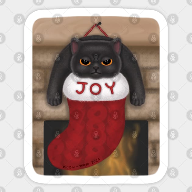 Grumpy Black Cat in Joy Christmas Stocking Sticker by meow-mom